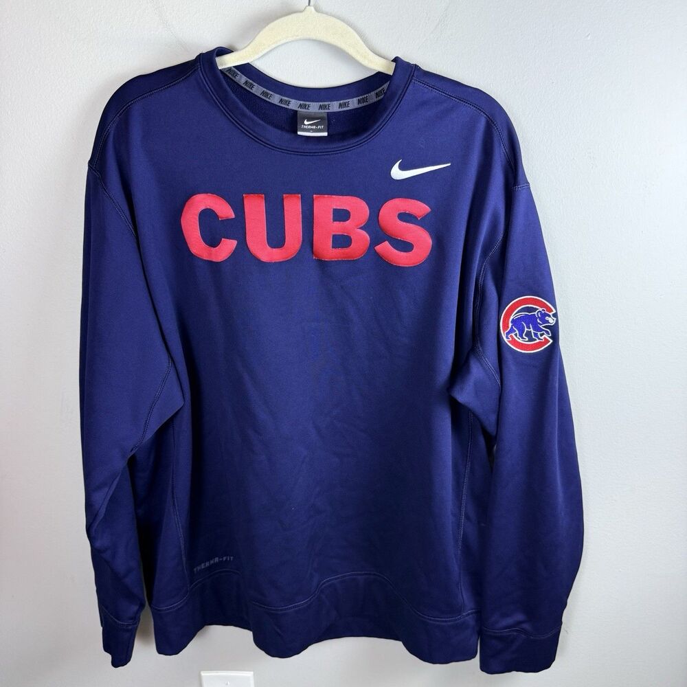 Nike Chicago Cubs Therma-FIT Crewneck Sweatshirt Men's XL Blue MLB Baseball